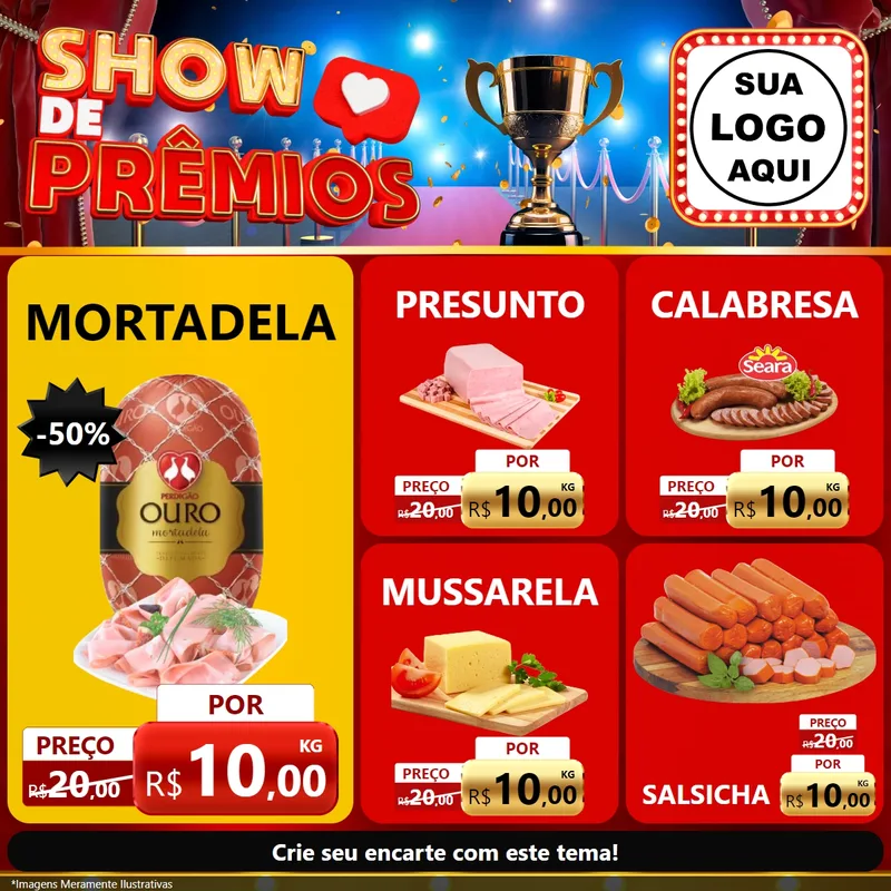 Modelo de Rede Social para Feed Facebook com o tema Show de Prêmios para Frios e Laticínios