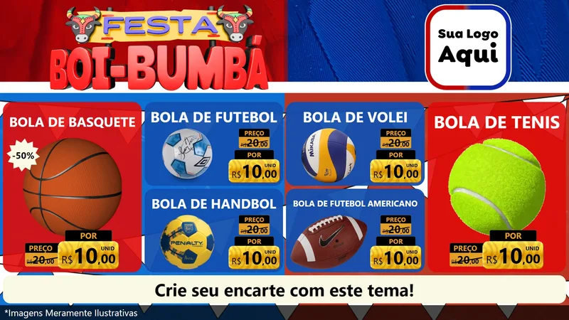 Modelo de TV para TV Horizontal com o tema Festa Boi Bumbá para Artigos Esportivos