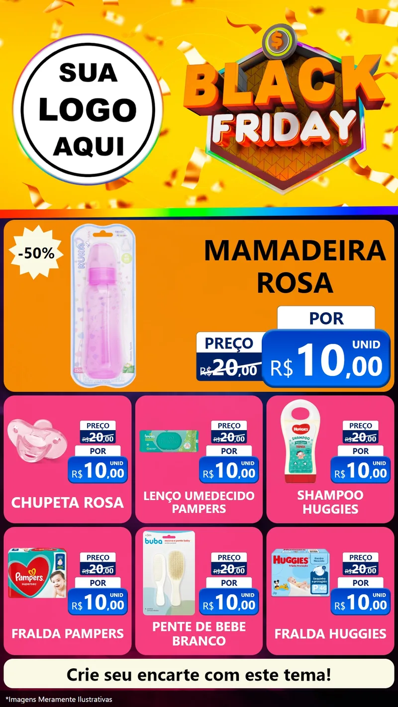 Modelo de Rede Social para Stories com o tema Black Friday para Bebês
