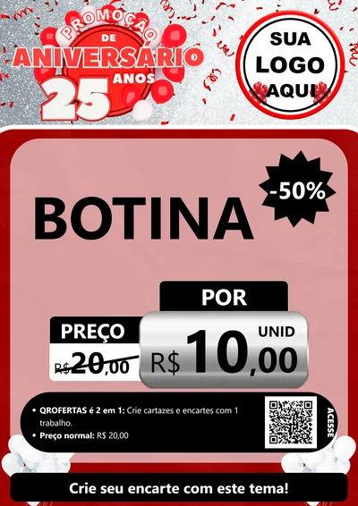 Modelo de Cartaz para Cartaz A4 Vertical com o tema Promoção de Aniversário - 25Anos para Agropecuária