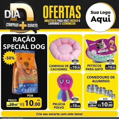 Modelo de Rede Social para Feed Facebook com o tema Dia D Mais Economia para Pet Shop