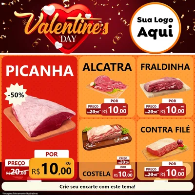 Modelo de Rede Social para Feed Facebook com o tema Valentine's Day para Açougue