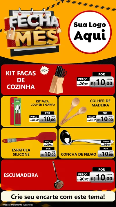 Modelo de TV para TV Vertical com o tema Fecha Mês para Utilidades Domésticas
