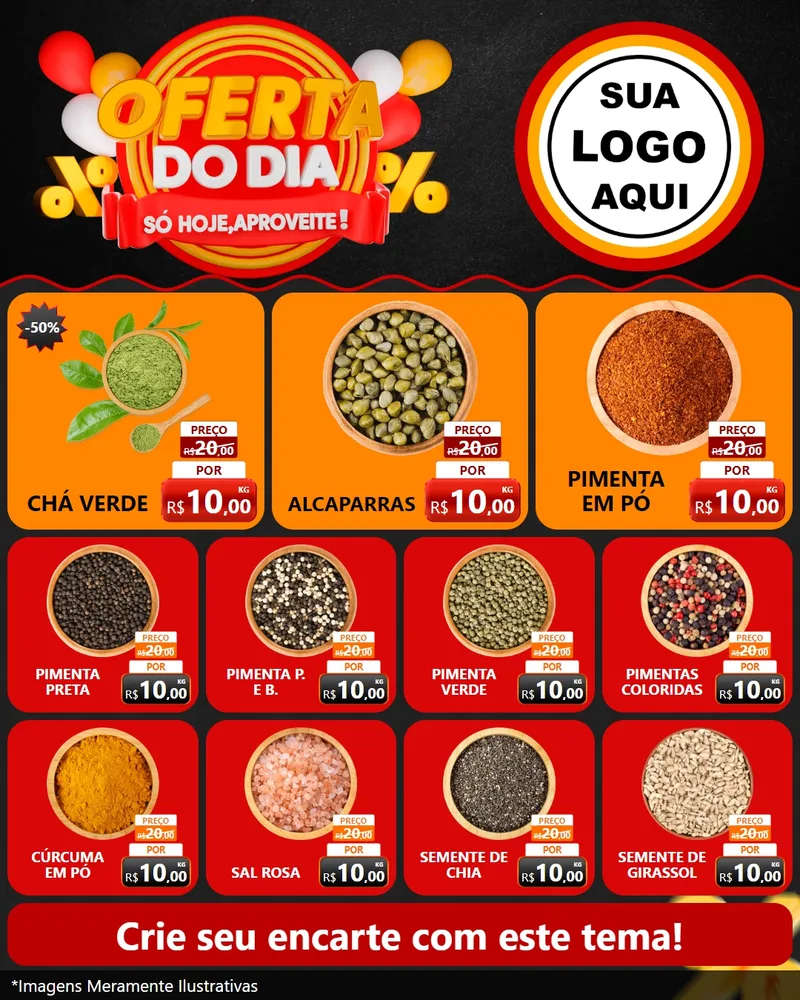 Modelo de Rede Social para Feed Instagram com o tema Oferta do Dia - Só hoje, Aproveite! para Produtos Naturais