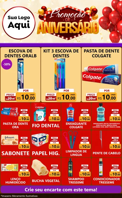 Modelo de Encarte para Encarte Grande com o tema Promoção de Aniversário para Higiene Pessoal