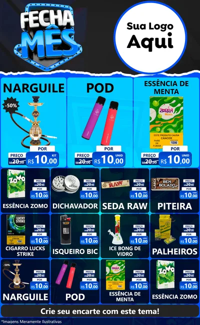 Modelo de Encarte para Encarte Grande com o tema Fecha Mês para Tabacaria