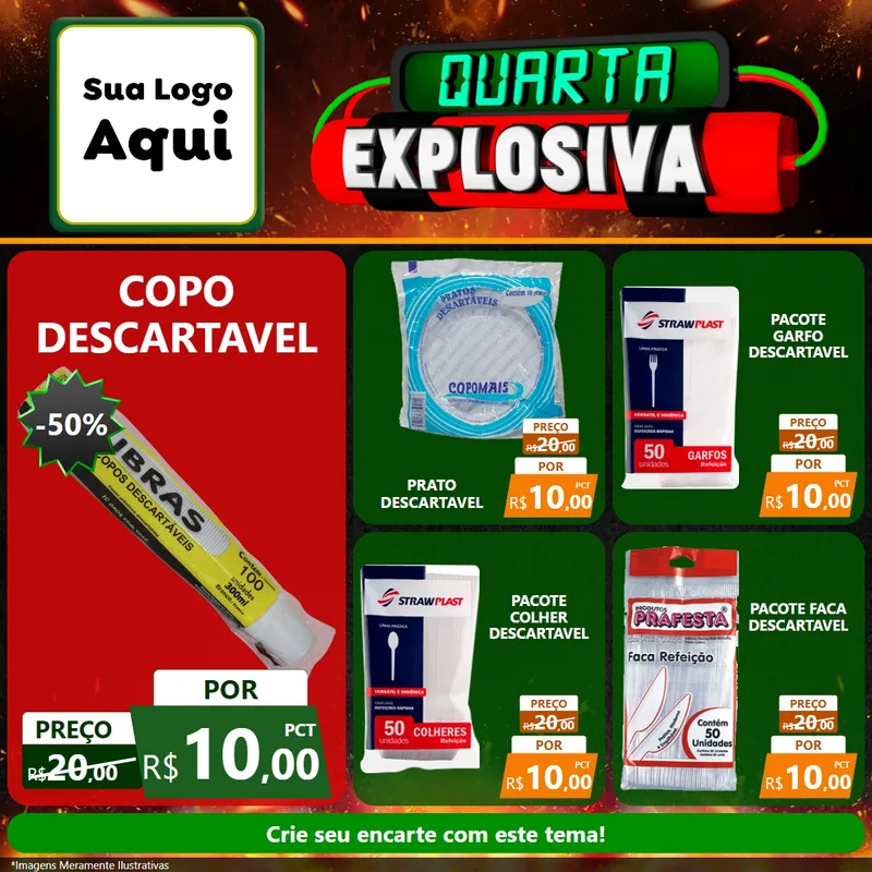 Modelo de Rede Social para Feed Facebook com o tema Quarta Explosiva para Embalagens