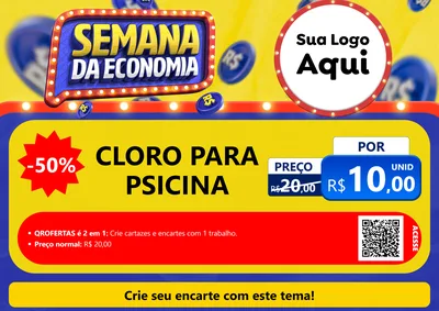 Modelo de Cartaz para Cartaz A4 Horizontal com o tema Semana da Economia para Produtos para Piscina