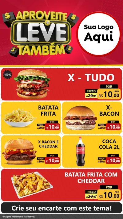Modelo de TV para TV Vertical com o tema Aproveite e Leve Também para Hamburgueria