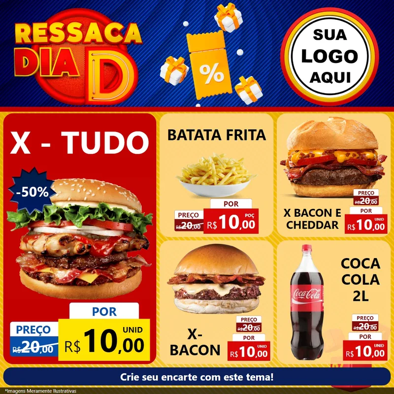 Modelo de Rede Social para Feed Facebook com o tema Ressaca Dia D para Hamburgueria