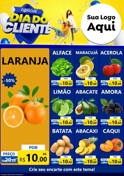 Modelo de Encarte para Encarte A4 Vertical com o tema Especial Dia do Cliente para Hortifrúti