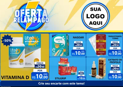 Modelo de Encarte para Encarte A4 Horizontal com o tema Oferta Relâmpago para Farmácia