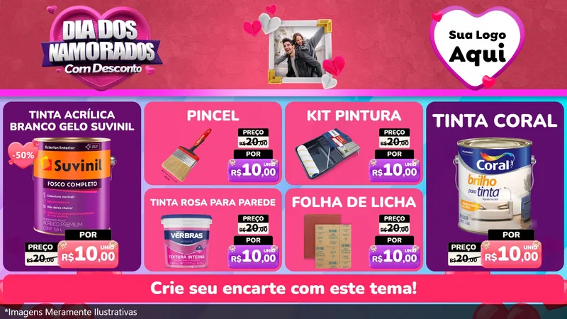Modelo de TV para TV Horizontal com o tema Dia Dos Namorados Com Desconto para Tintas e Ferramentas