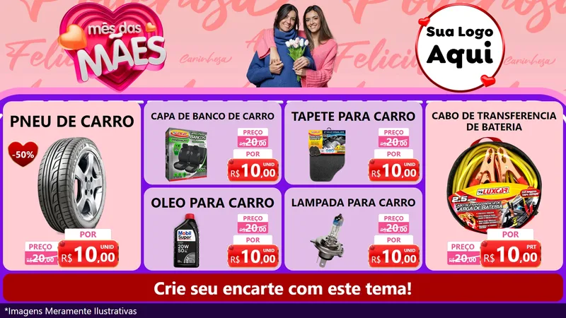 Modelo de TV para TV Horizontal com o tema Mês Das Mães para Auto peças