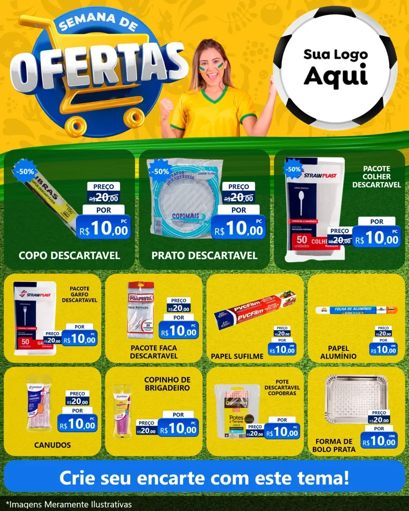 Modelo de Rede Social para Feed Instagram com o tema Semana de Ofertas - Copa para Embalagens