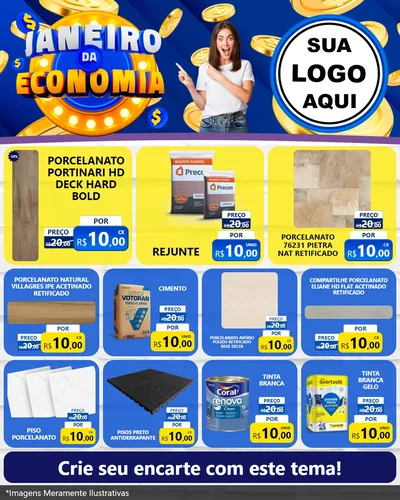 Modelo de Rede Social para Feed Instagram com o tema Janeiro da Economia para Pisos e revestimentos