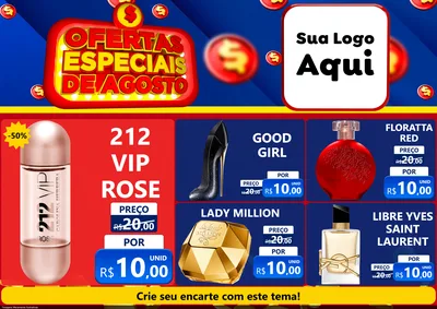 Modelo de Encarte para Encarte A4 Horizontal com o tema Ofertas Especiais de Agosto para Perfumes