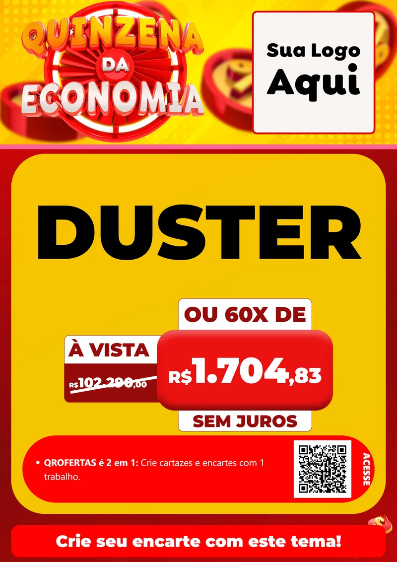 Modelo de Cartaz para Cartaz A4 Vertical com o tema Quinzena Da Economia para Concessionaria de Carros