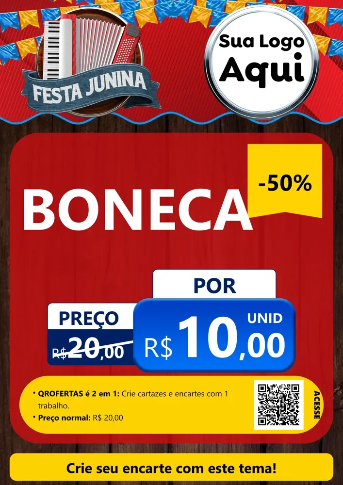 Modelo de Cartaz para Cartaz A4 Vertical com o tema Festa Junina para Brinquedos
