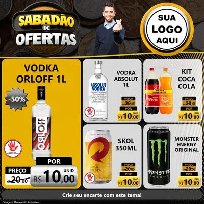 Modelo de Rede Social para Feed Facebook com o tema Sabadão de Ofertas para Distribuidora de bebidas