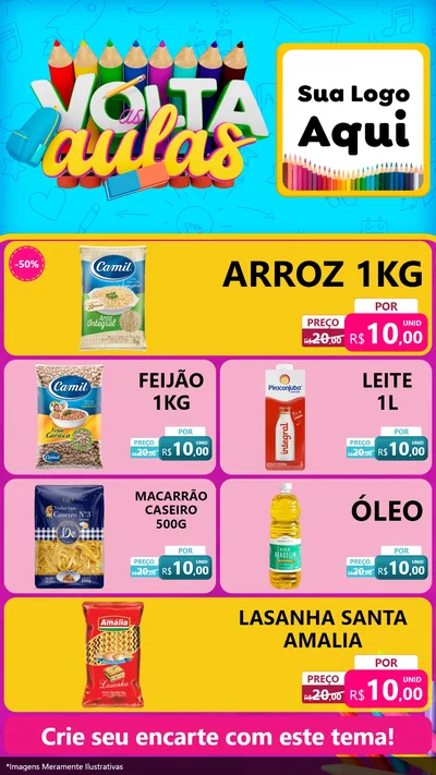 Modelo de TV para TV Vertical com o tema Volta às Aulas para Supermercado