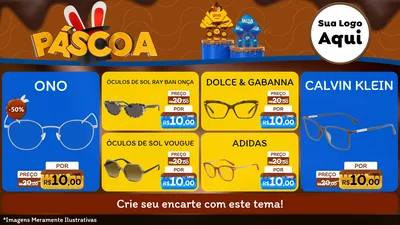 Modelo de TV para TV Horizontal com o tema Páscoa para Óticas