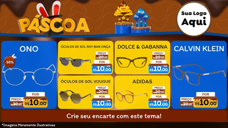 Modelo de TV para TV Horizontal com o tema Páscoa para Óticas