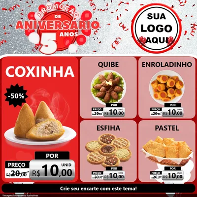 Modelo de Rede Social para Feed Facebook com o tema Promoção de Aniversário - 5 Anos para Salgadaria