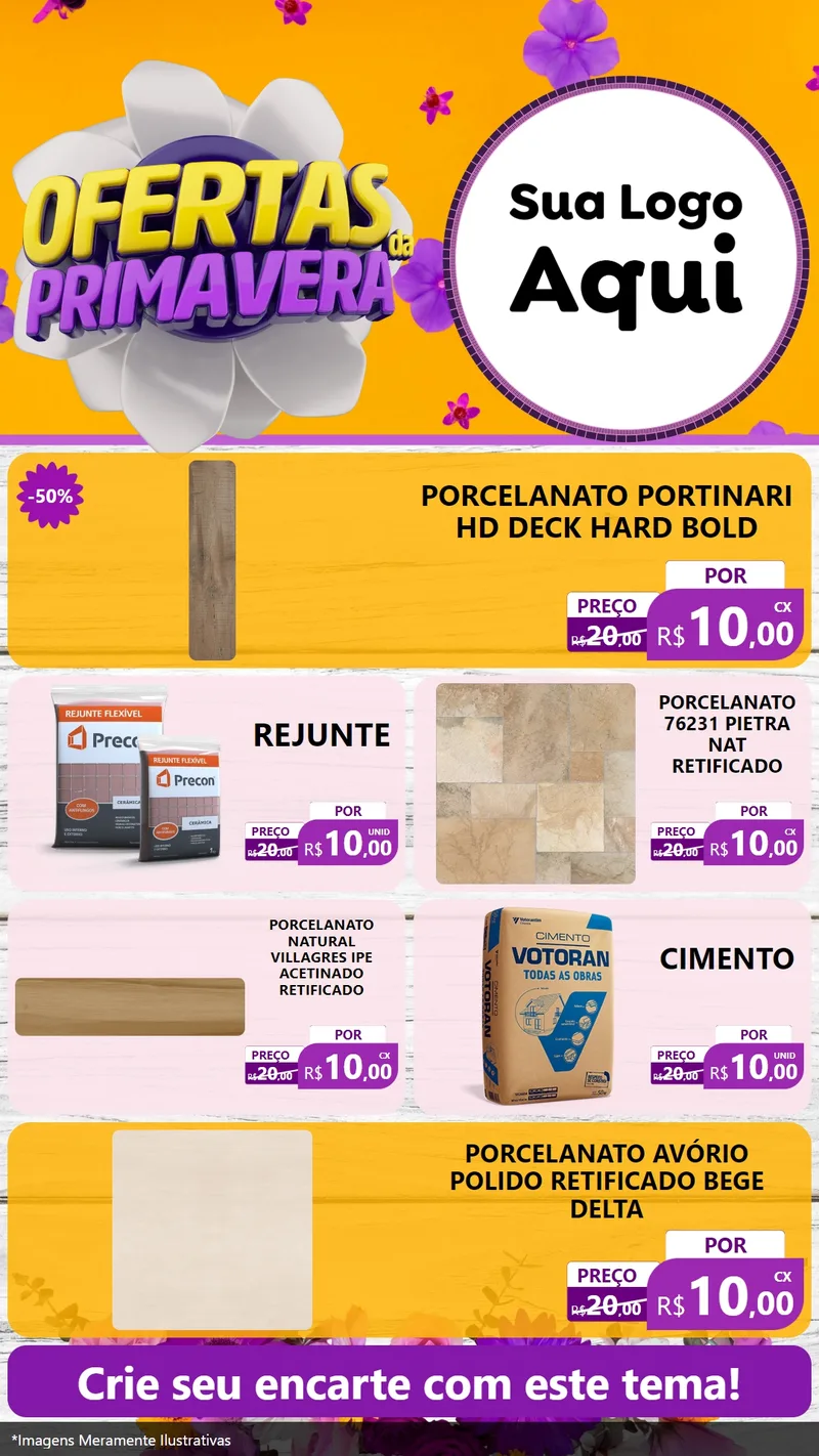 Modelo de TV para TV Vertical com o tema Ofertas Da Primavera para Pisos e revestimentos