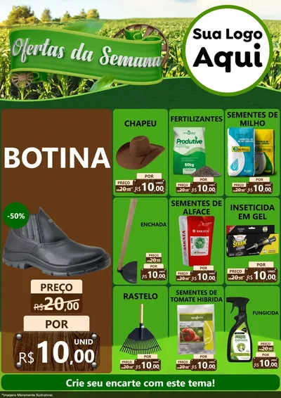 Modelo de Encarte para Encarte A4 Vertical com o tema Ofertas da Semana para Agropecuária