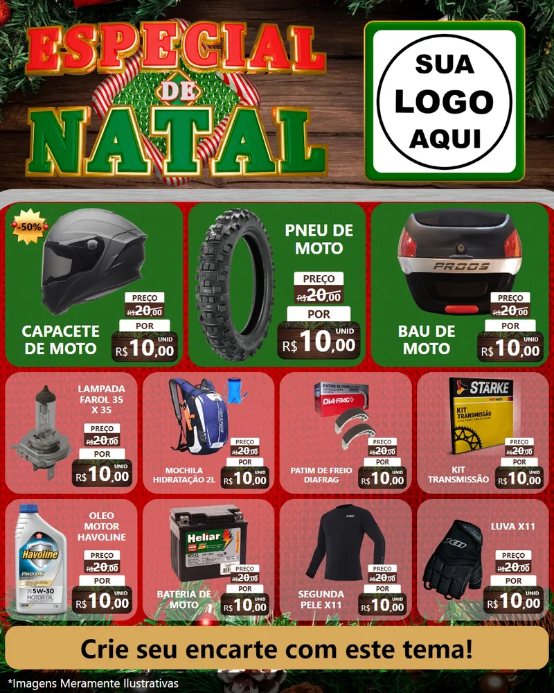 Modelo de Rede Social para Feed Instagram com o tema Especial de Natal para Moto peças
