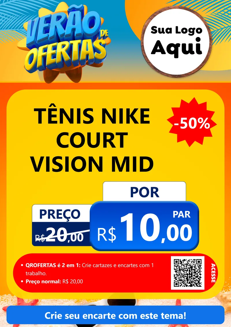 Modelo de Cartaz para Cartaz A4 Vertical com o tema Verão de Ofertas para Calçados