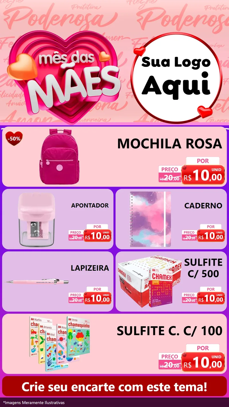 Modelo de TV para TV Vertical com o tema Mês Das Mães para Papelaria