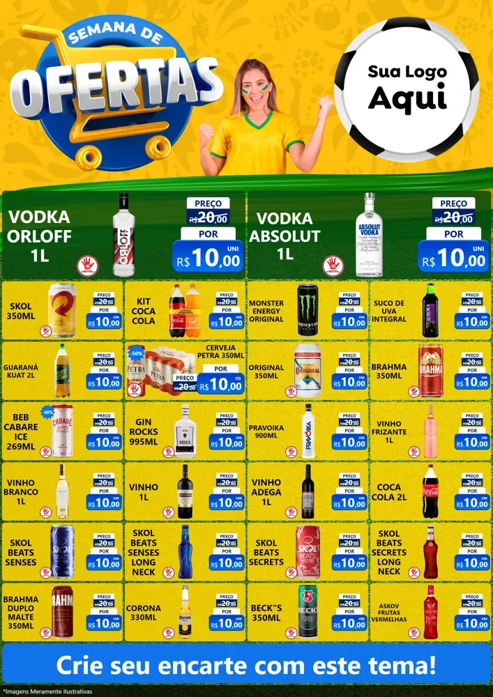 Modelo de Encarte para Encarte A4 Vertical com o tema Semana de Ofertas - Copa para Distribuidora de bebidas