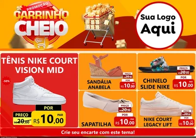 Modelo de Encarte para Encarte A4 Horizontal com o tema Promoção carrinho cheio para Calçados