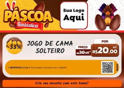 Modelo de Cartaz para Cartaz A4 Horizontal com o tema Páscoa Fantástica para Cama, Mesa e Banho