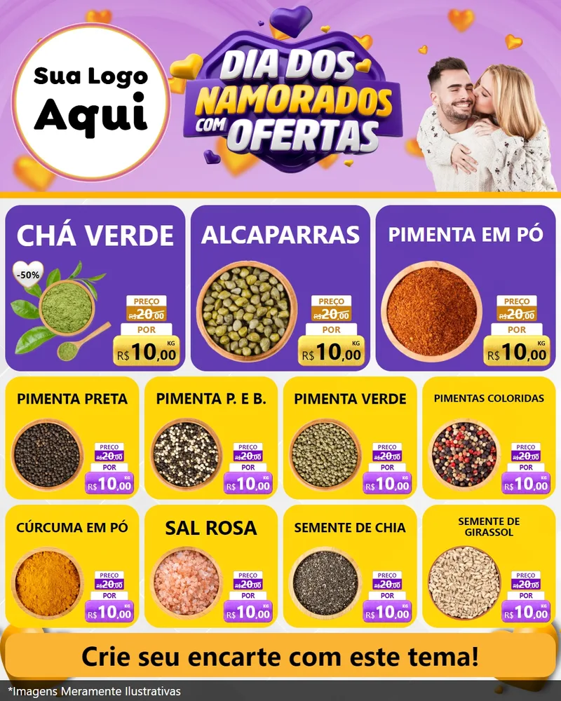 Modelo de Rede Social para Feed Instagram com o tema Dia Dos Namorados Com Ofertas para Produtos Naturais