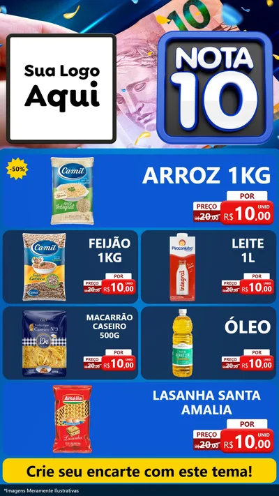 Modelo de TV para TV Vertical com o tema Nota 10 para Supermercado