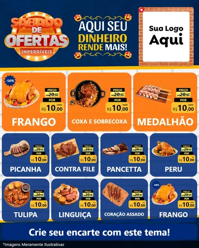 Modelo de Rede Social para Feed Instagram com o tema Sábado de Ofertas Imperdíveis para Assados