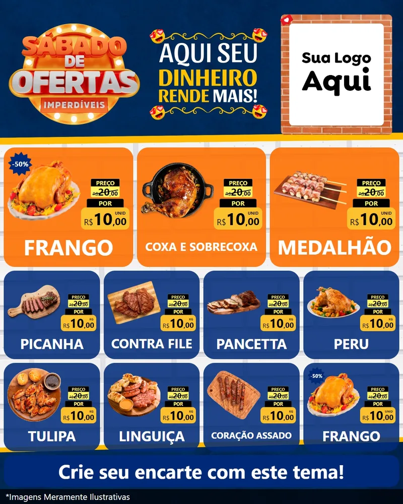 Modelo de Rede Social para Feed Instagram com o tema Sábado de Ofertas Imperdíveis para Assados