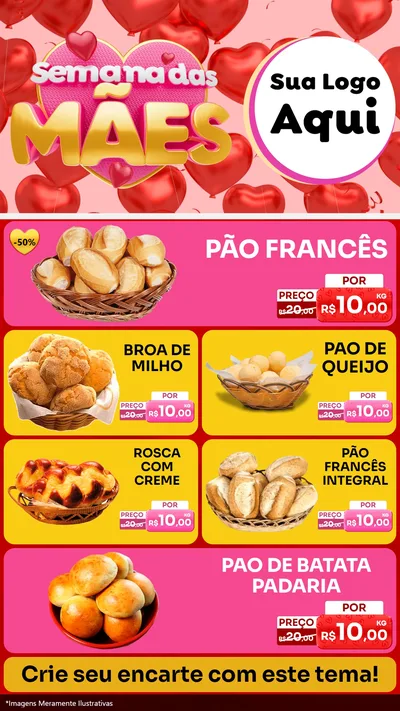 Modelo de TV para TV Vertical com o tema Semana Das Mães para Padaria