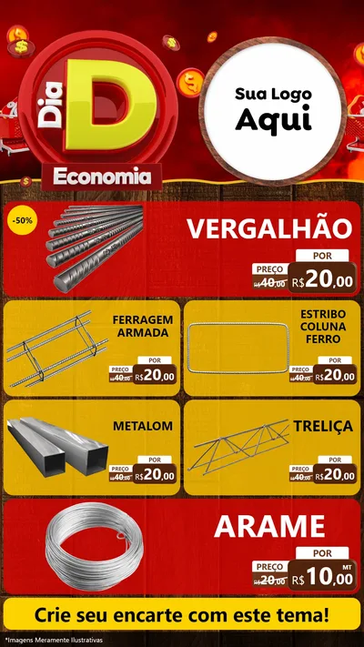 Modelo de TV para TV Vertical com o tema Dia D Economia para Ferragens