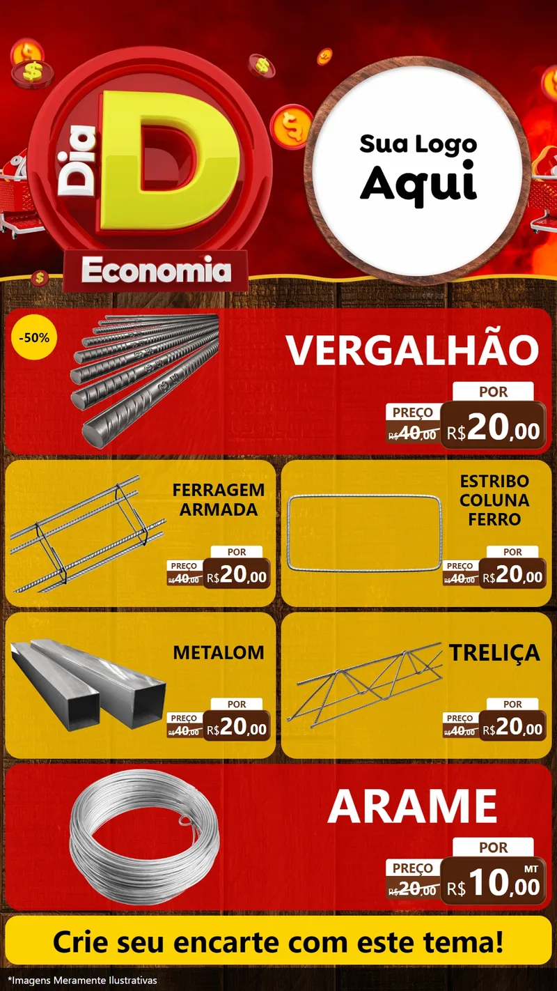 Modelo de TV para TV Vertical com o tema Dia D Economia para Ferragens