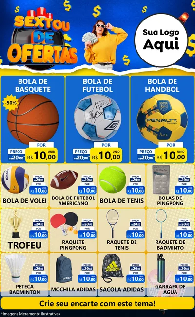 Modelo de Encarte para Encarte Grande com o tema Sextou de Ofertas para Artigos Esportivos