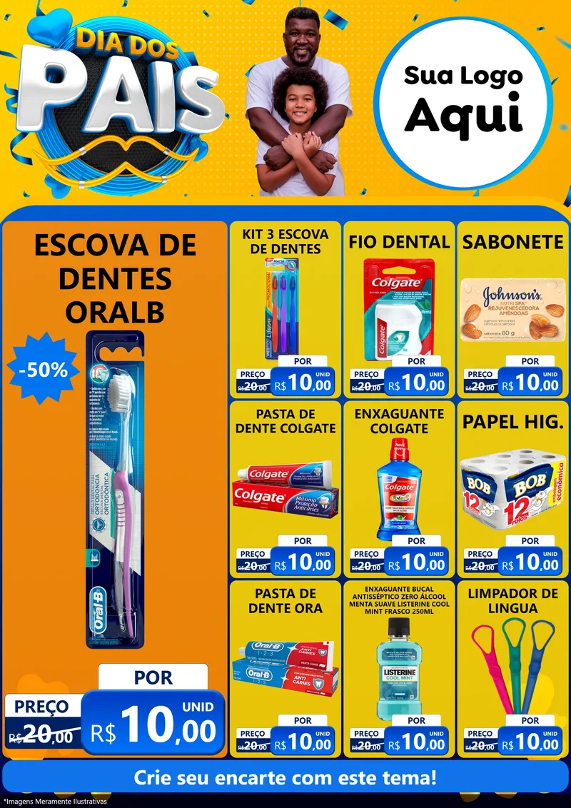 Modelo de Encarte para Encarte A4 Vertical com o tema Dia dos Pais para Higiene Pessoal
