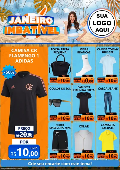Modelo de Encarte para Encarte A4 Vertical com o tema Janeiro Imbatível para Roupas e acessórios