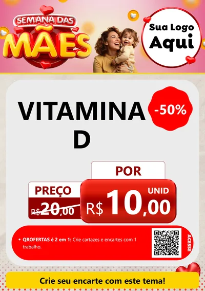 Modelo de Cartaz para Cartaz A4 Vertical com o tema Semana das Mães para Farmácia