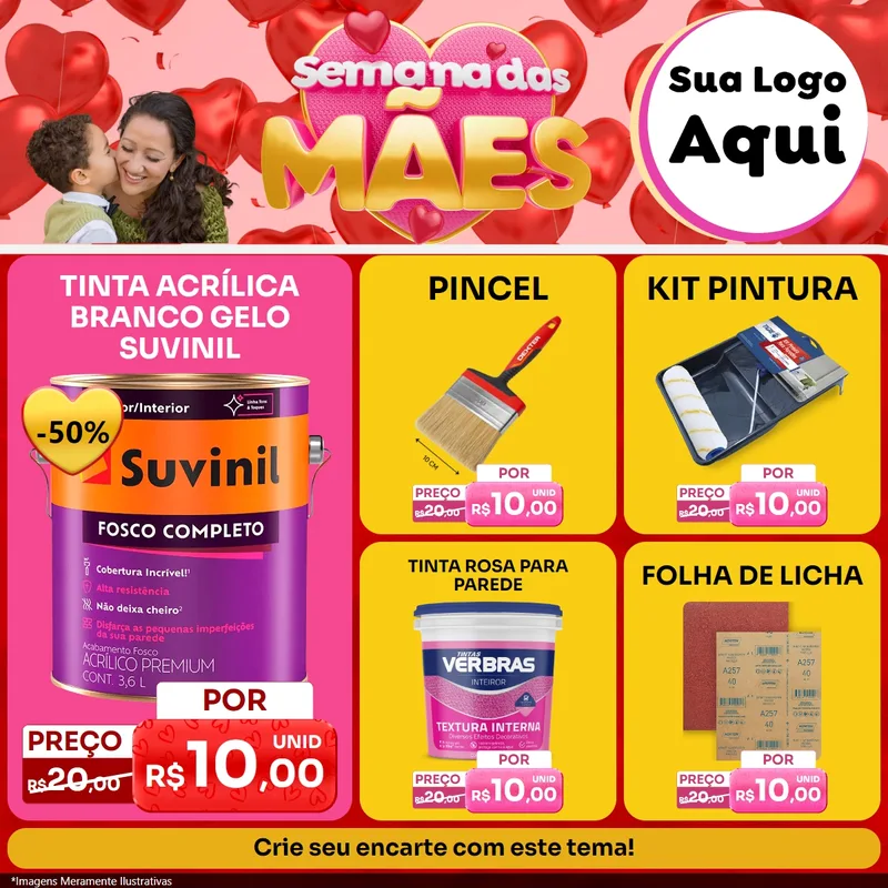 Modelo de Rede Social para Feed Facebook com o tema Semana Das Mães para Tintas e Ferramentas
