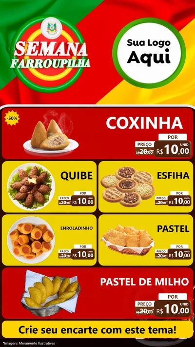 Modelo de TV para TV Vertical com o tema Semana Farroupilha para Salgadaria