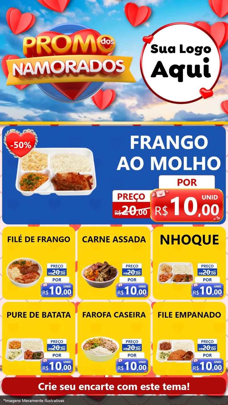 Modelo de Rede Social para Stories com o tema Promo dos Namorados para Restaurante